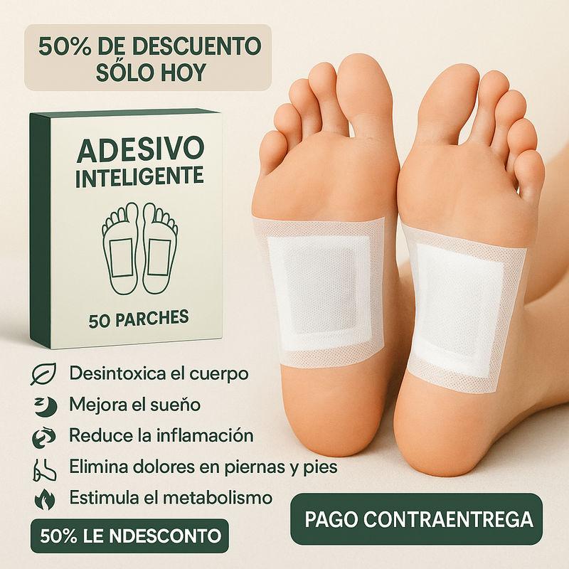 Adhesivo Inteligente Detox - Limpia tu cuerpo naturalmente mientras duermes [50 PARCHES] + [Libro de Jugos Desintoxicantes]
